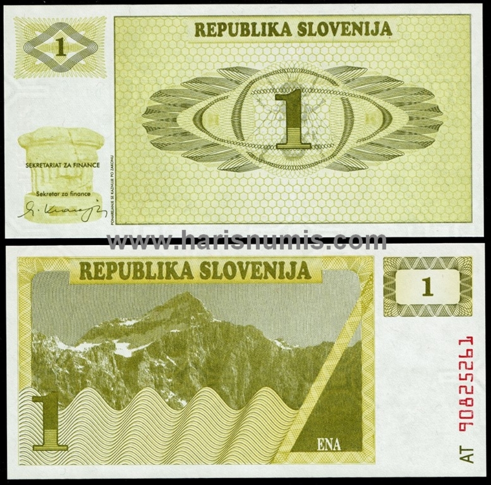 Picture of SLOVENIA 1 Tolar 1990 P1 UNC