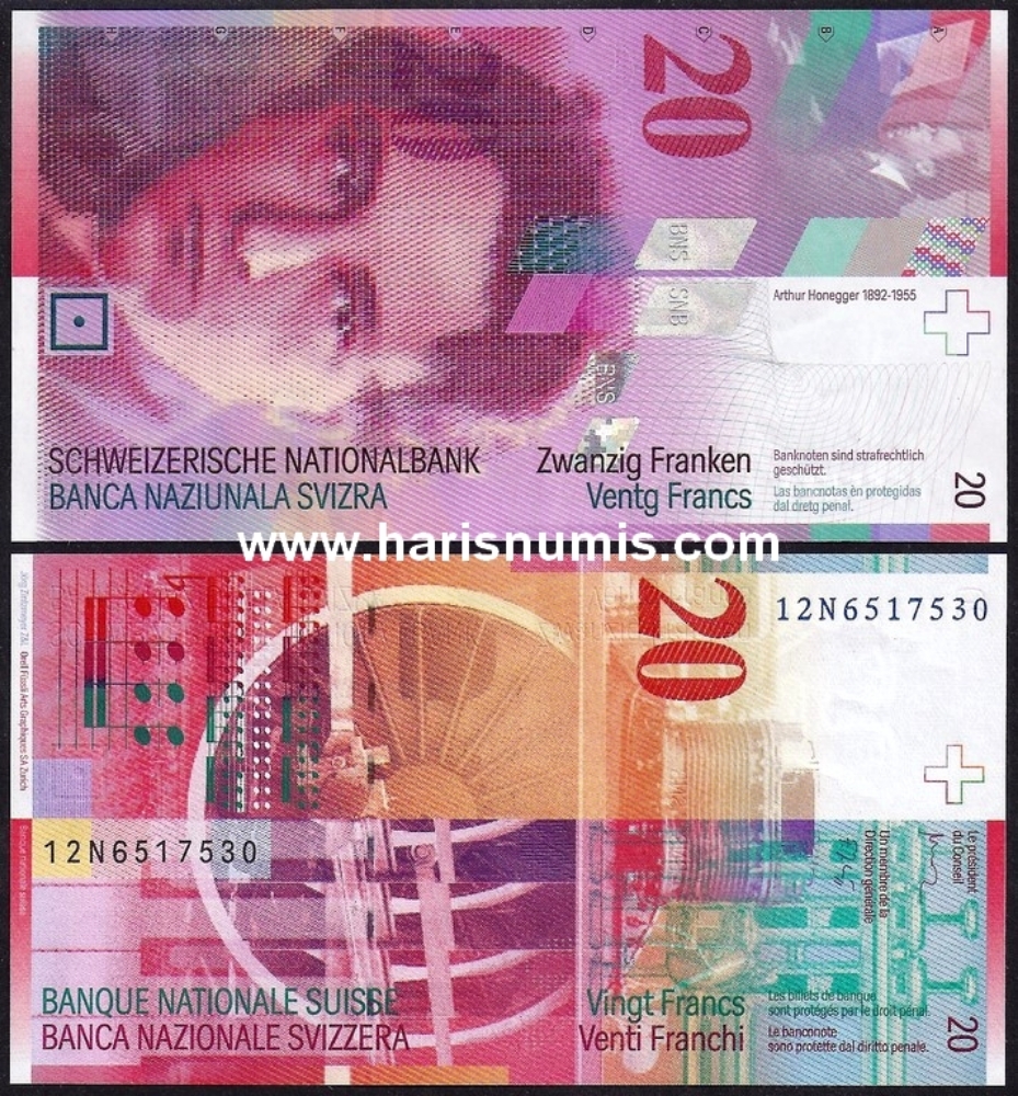 Picture of SWITZERLAND 20 Franken 2012 P69f UNC