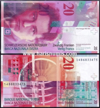 Picture of SWITZERLAND 20 Franken 2014 P69h UNC