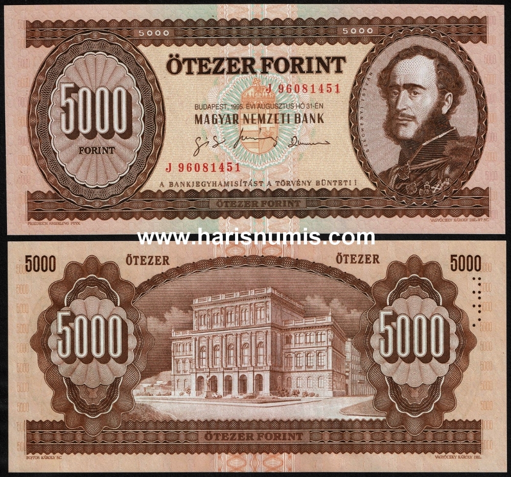 Picture of HUNGARY 5000 Forint 1995J P177d UNC