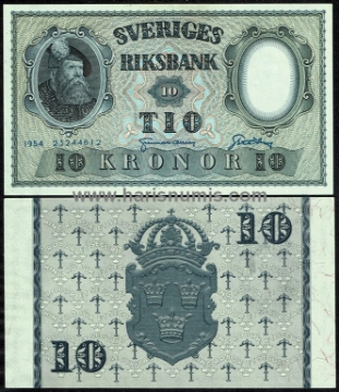 Picture of SWEDEN 10 Kronor 1954 P43b UNC