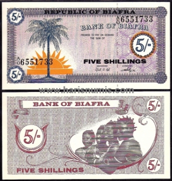 Picture of BIAFRA 5 Shillings ND(1967) P1 UNC