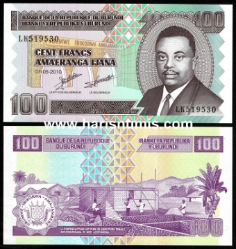 Picture of BURUNDI 100 Francs 2010 P44 UNC
