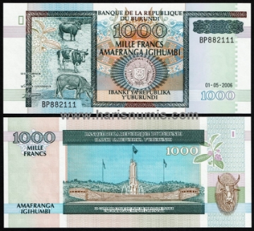 Picture of BURUNDI 1000 Francs 2006 P45a UNC