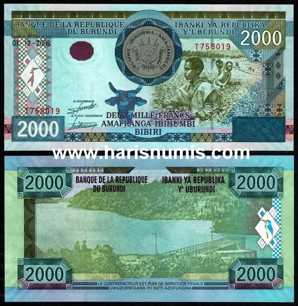 Picture of BURUNDI 2000 Francs 2008 P47 UNC