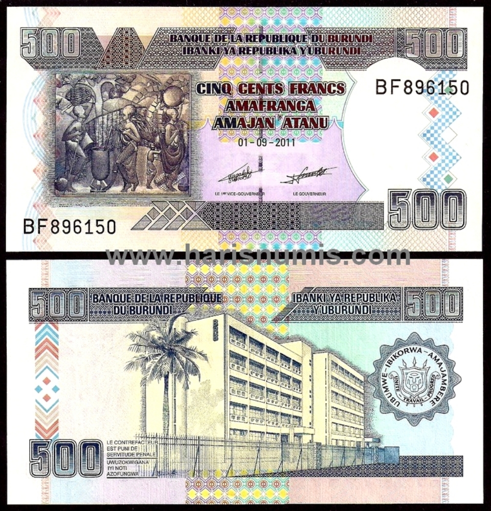 Picture of BURUNDI 500 Francs 2011 P 45b UNC