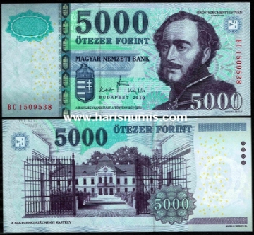 Picture of HUNGARY 5000 Forint 2010 P 199b UNC