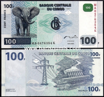 Picture of CONGO D.R. 100 Francs 2000 P92A UNC