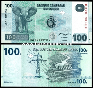 Picture of CONGO D.R. 100 Francs 2007 P98a UNC