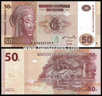 Picture of CONGO D.R. 50 Francs 2007 P97a UNC