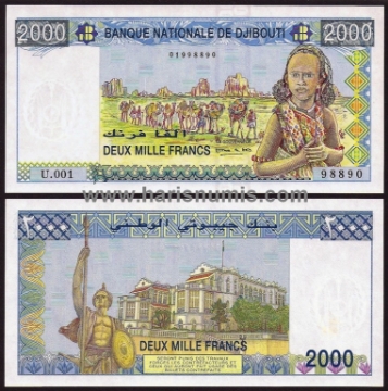Picture of DJIBOUTI 2000 Francs ND(1997) P40 UNC