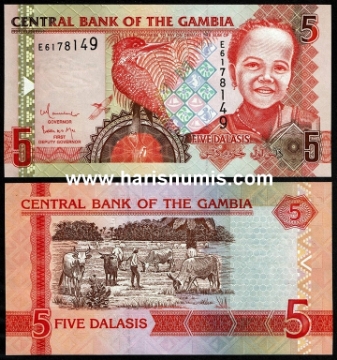 Picture of GAMBIA 5 Dalasis ND(2009) P25b UNC