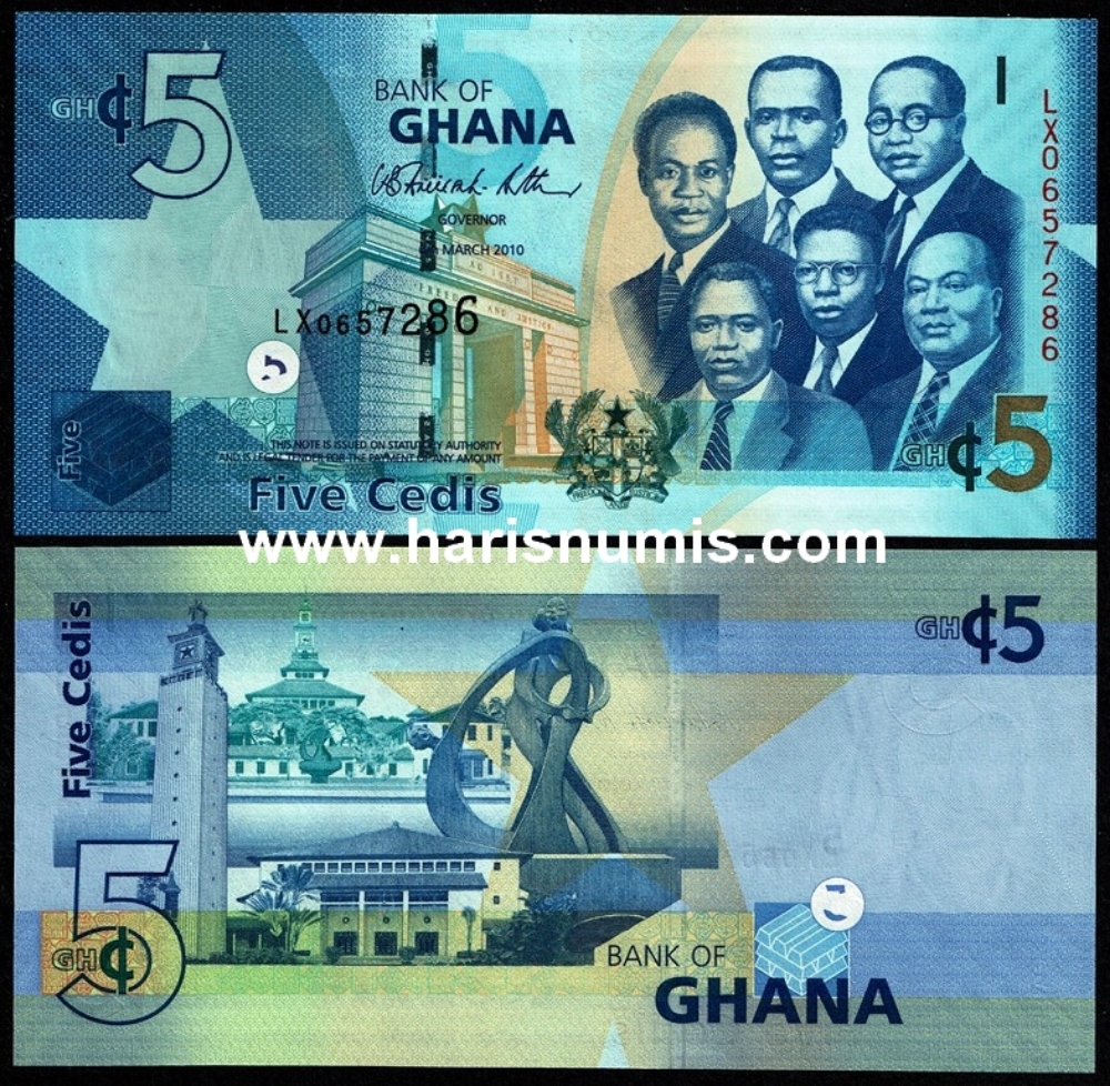 Picture of GHANA 5 Cedis 2010 P 38 UNC