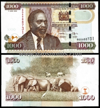 Picture of KENYA 1000 Shillings 2005 P51a UNC
