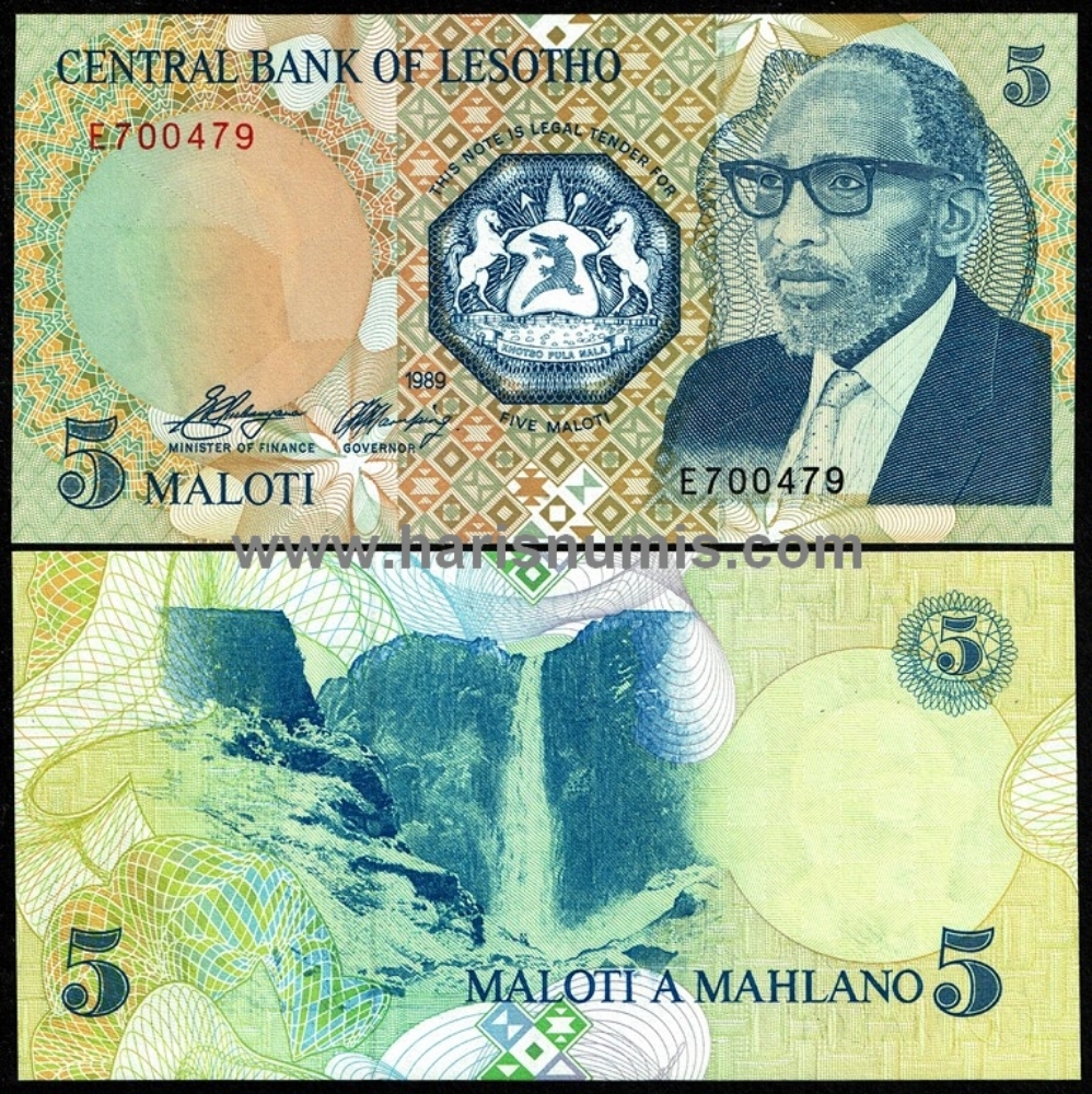 Picture of LESOTHO 5 Maloti 1989 P10a UNC