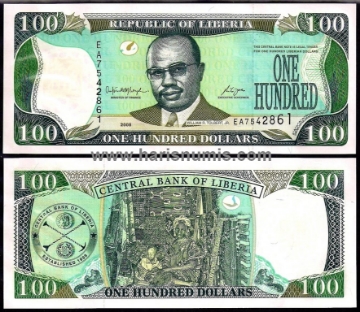 Picture of LIBERIA 100 Dollars 2008 P30d UNC