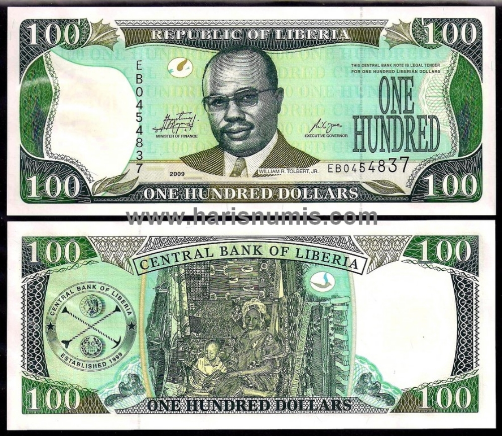 Picture of LIBERIA 100 Dollars 2009 P30e UNC