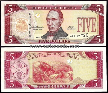 Picture of LIBERIA 5 Dollars 2006 P26c UNC