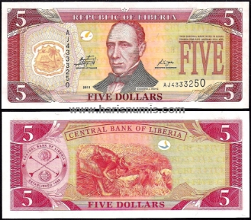 Picture of LIBERIA 5 Dollars 2011 P 26f UNC