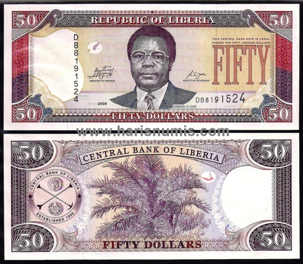 Picture of LIBERIA 50 Dollars 2009 P29d UNC