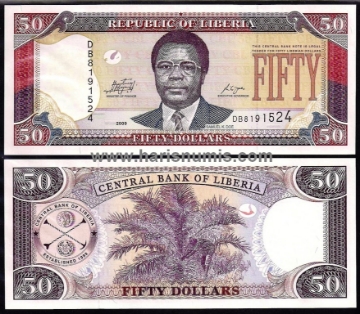 Picture of LIBERIA 50 Dollars 2009 P29d UNC