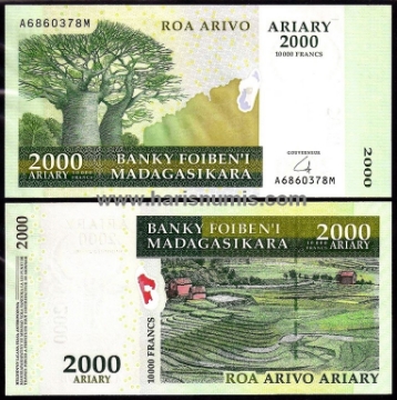 Picture of MADAGASCAR 2000 Ariary ND(2007) P90a UNC