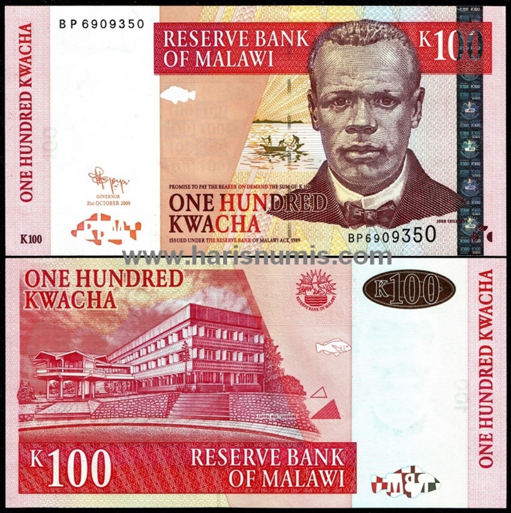 Picture of MALAWI 100 Kwacha 2009 P 54b UNC