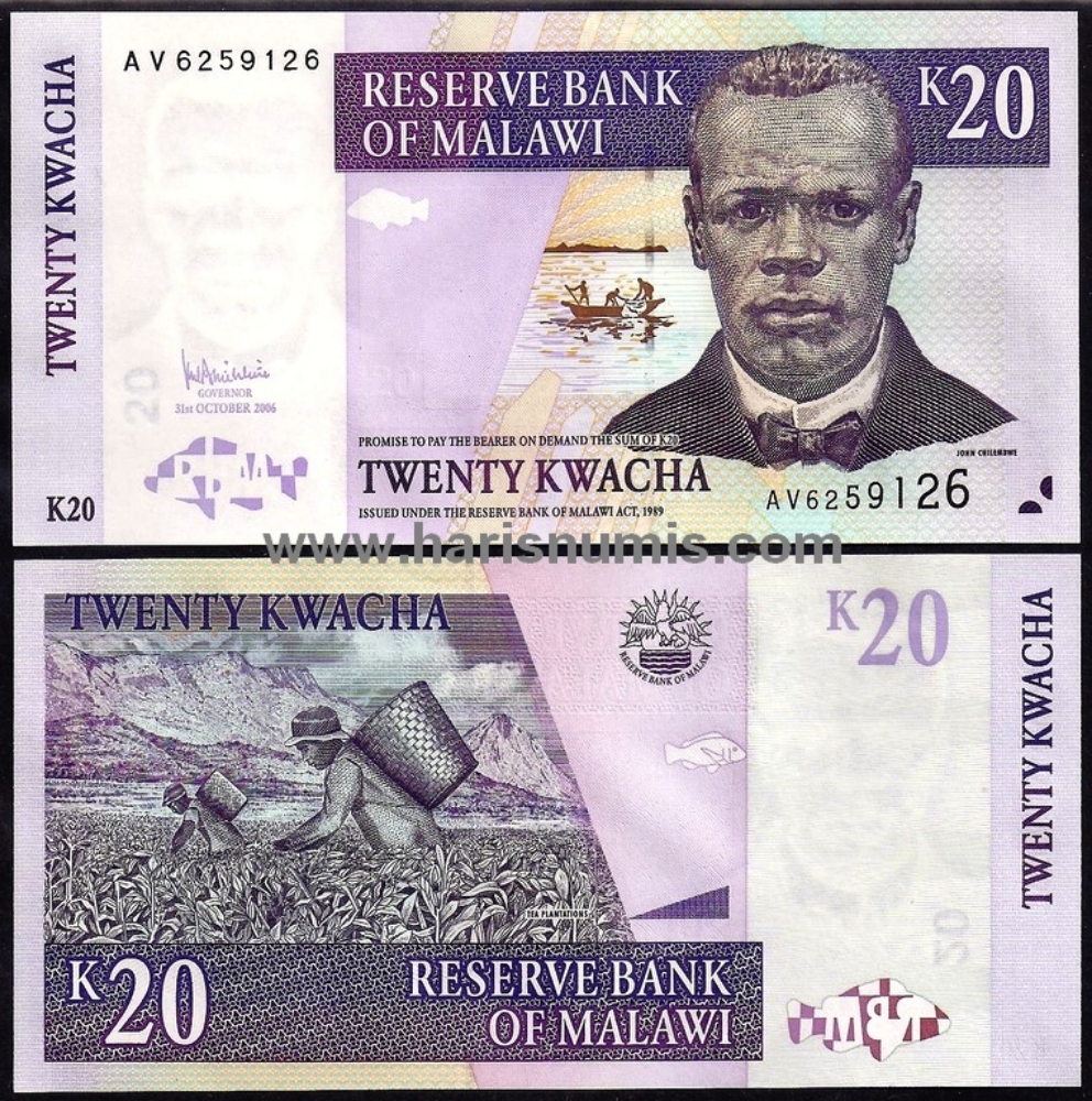 Picture of MALAWI 20 Kwacha 2006 P52b UNC