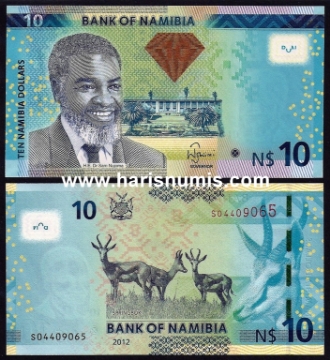 Picture of NAMIBIA 10 Dollars 2012 P 11a UNC