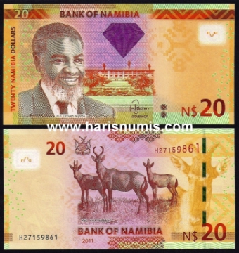 Picture of NAMIBIA 20 Dollars 2011 P 12a UNC