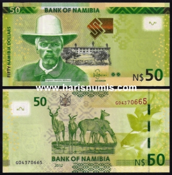 Picture of NAMIBIA 50 Dollars 2012 P 13a UNC