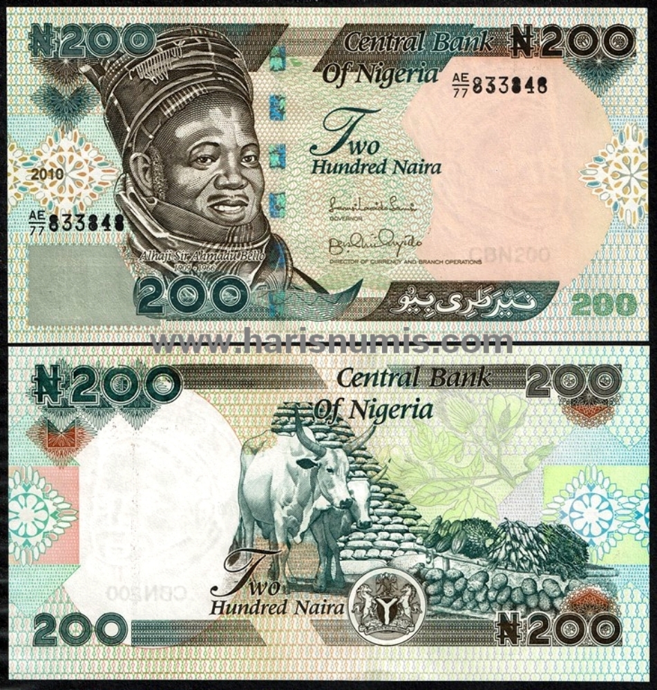 Picture of NIGERIA 200 Naira 2010 P 29i UNC