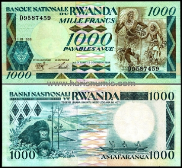 Picture of RWANDA 1000 Francs 1988 P 21 UNC