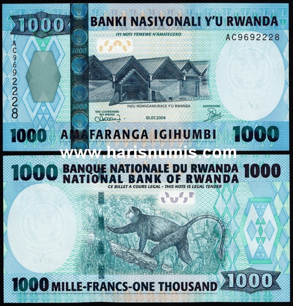 Harisnumis. RWANDA 1000 Francs 2004 P 31a UNC