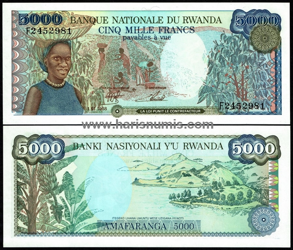 Picture of RWANDA 5000 Francs 1988 P 22 UNC