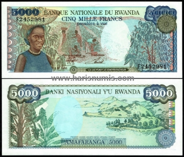 Picture of RWANDA 5000 Francs 1988 P 22 UNC