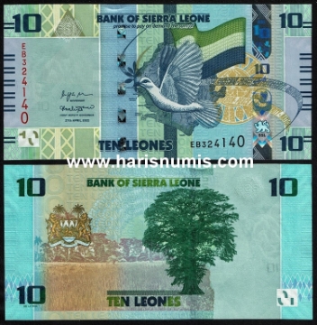 Picture of SIERRA LEONE 10 Leones 2022 P37a UNC