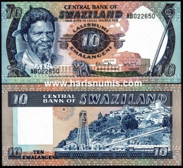 Picture of SWAZILAND 10 Emalangeni ND(1985) P 10c UNC