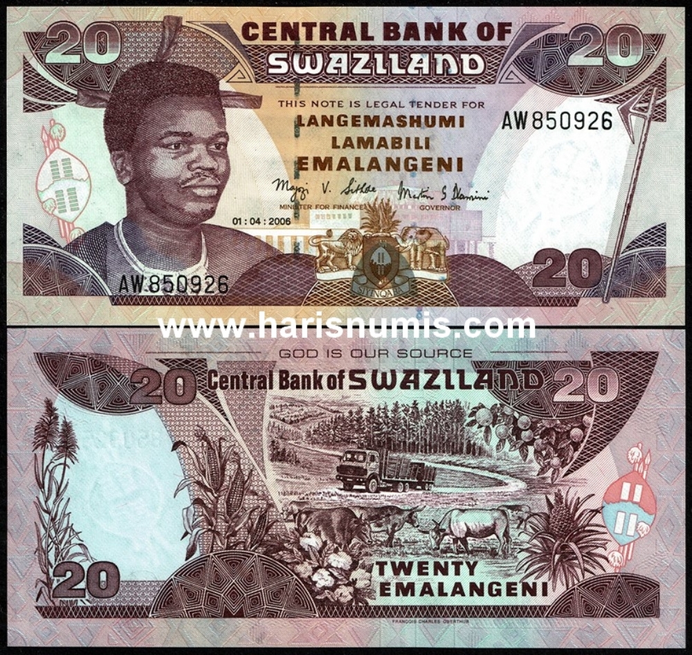 Picture of SWAZILAND 20 Emalangeni 2006 P 30c UNC