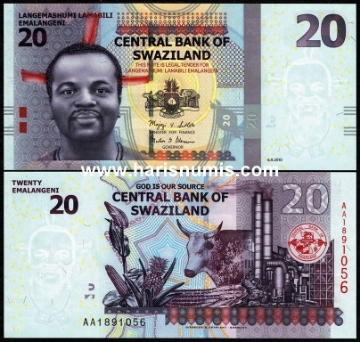 Picture of SWAZILAND 20 Emalangeni 2010 P 37a UNC