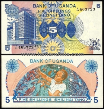 Picture of UGANDA 5 Shillings ND(1979) P10 UNC