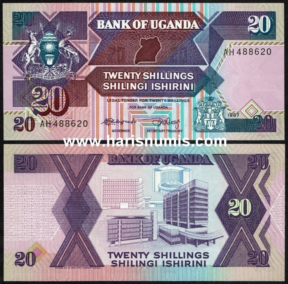 Picture of UGANDA 20 Shillings 1987 P29a UNC