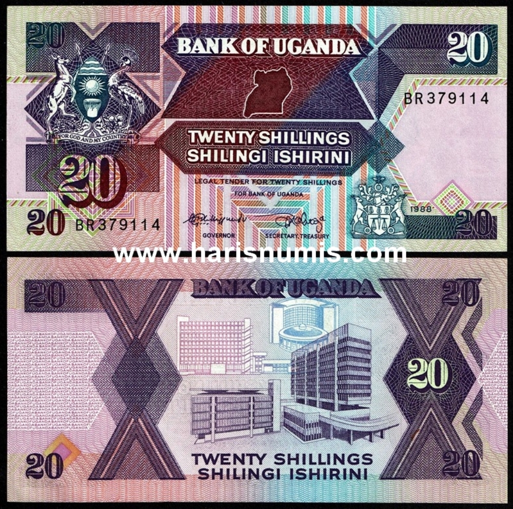 Picture of UGANDA 20 Shillings 1988 P29b UNC