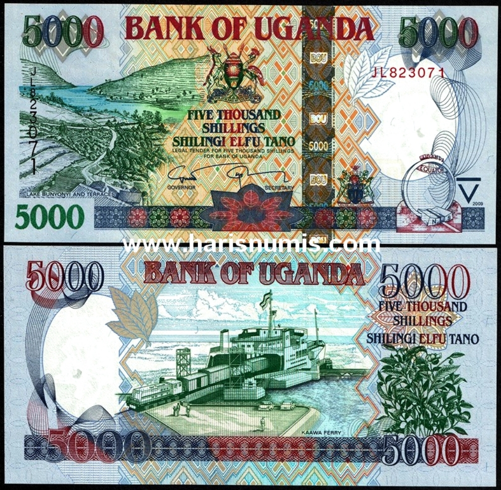 Picture of UGANDA 5000 Shillings 2009 P44d UNC