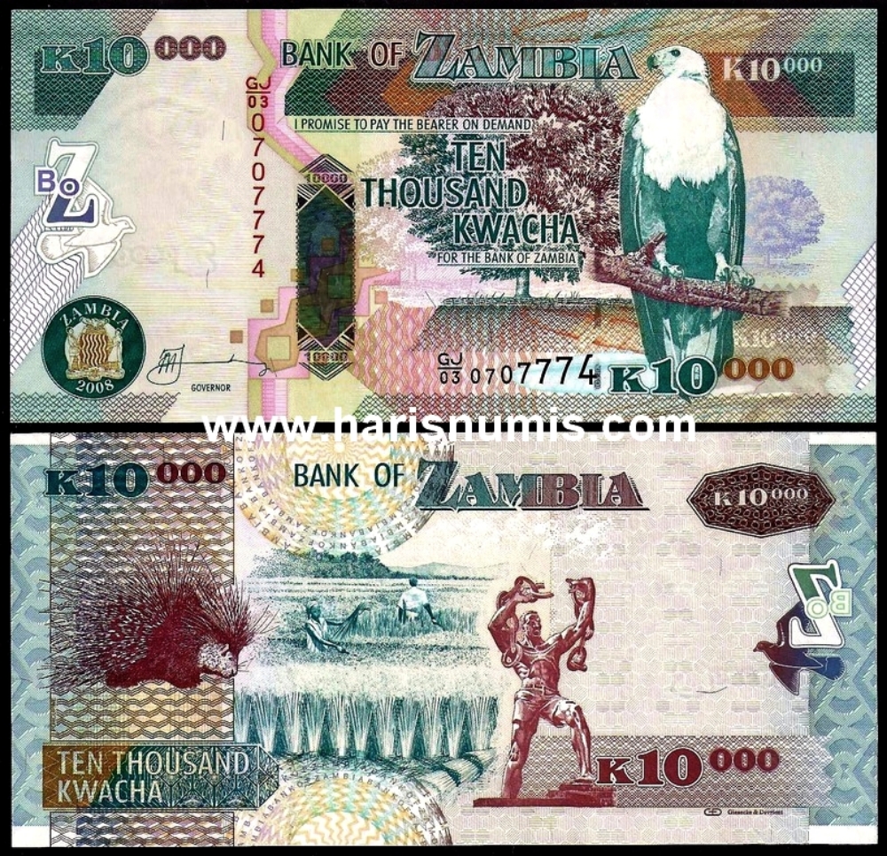 Picture of ZAMBIA 10.000 Kwacha 2008 P46e UNC