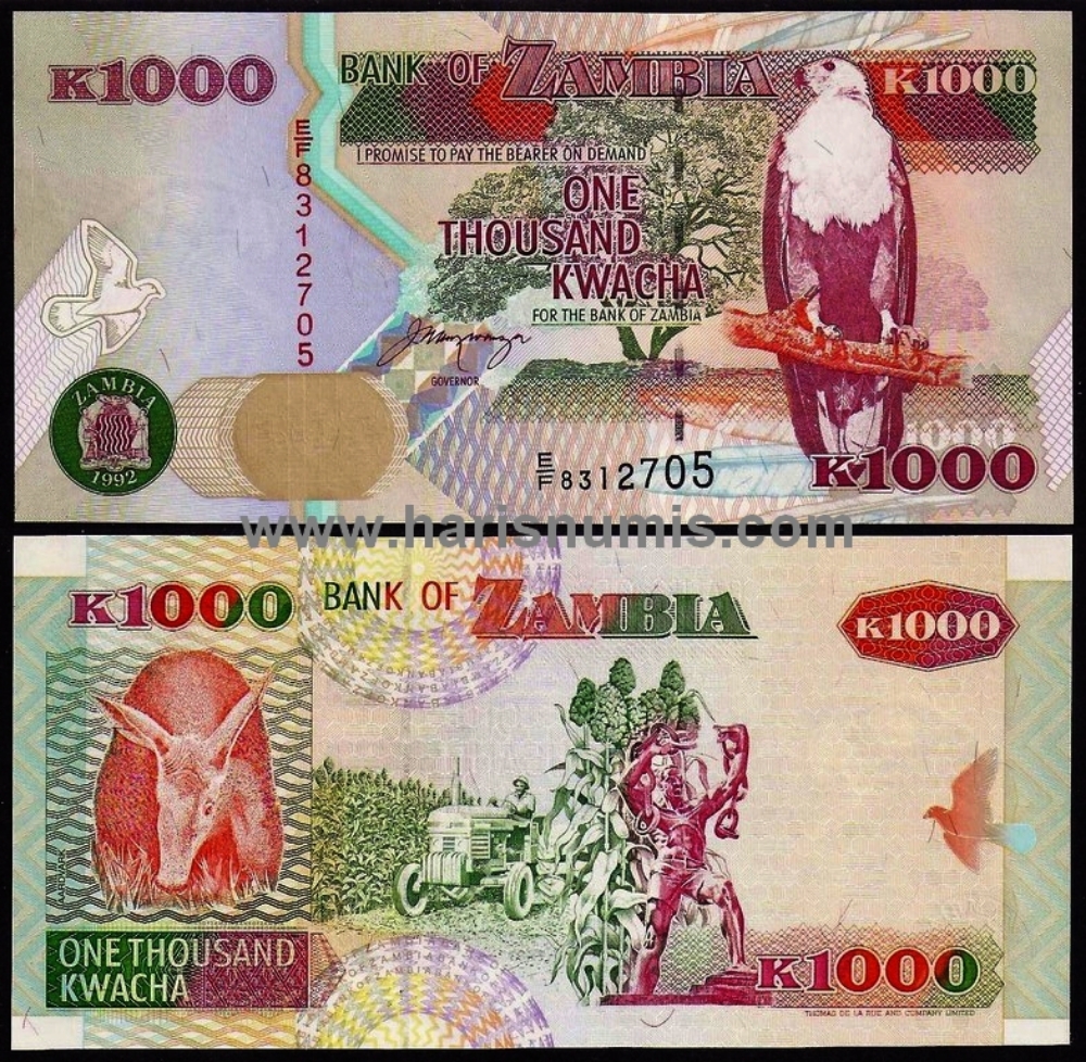 Picture of ZAMBIA 1000 Kwacha 1992 P40a UNC