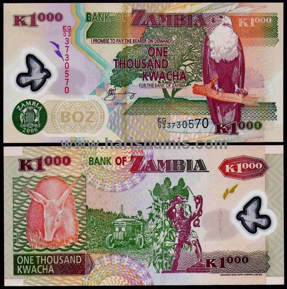 Picture of ZAMBIA 1000 Kwacha 2006 P44e UNC