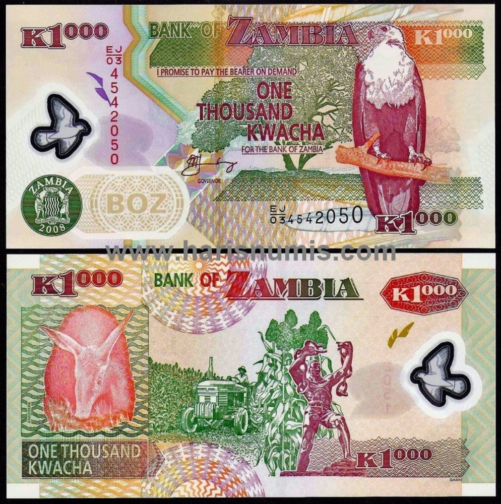 Picture of ZAMBIA 1000 Kwacha 2008 P44f UNC