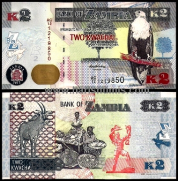 Picture of ZAMBIA 2 Kwacha 2012 P 49a UNC