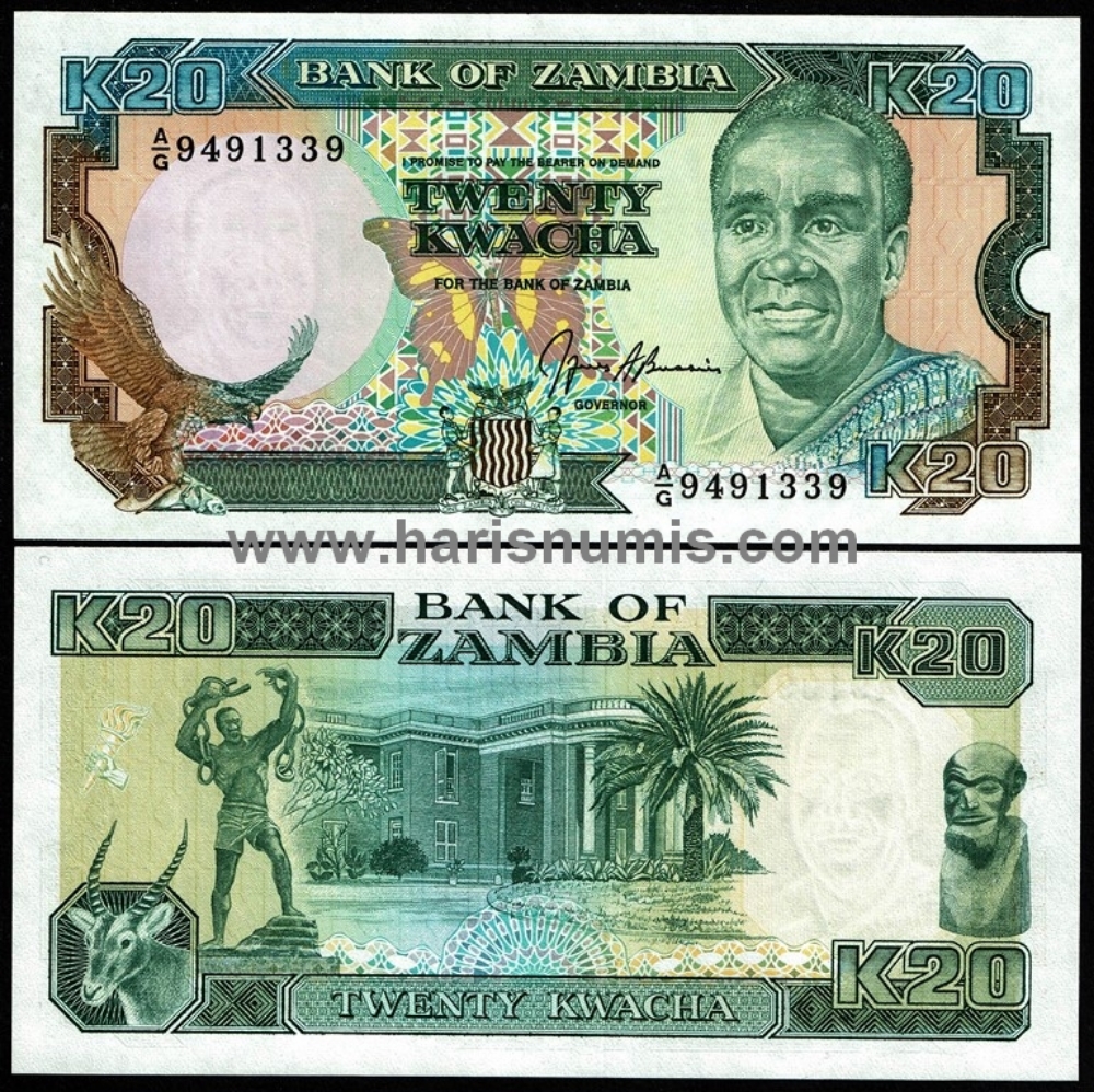 Picture of ZAMBIA 20 Kwacha ND(1989-91) P32b UNC